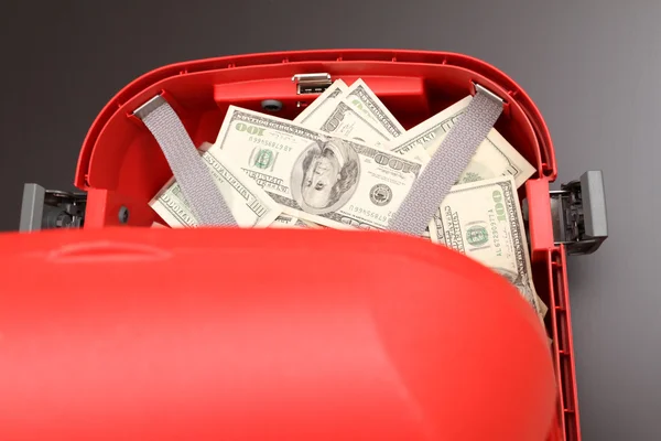 Suitcase with dollars — Stock Photo, Image